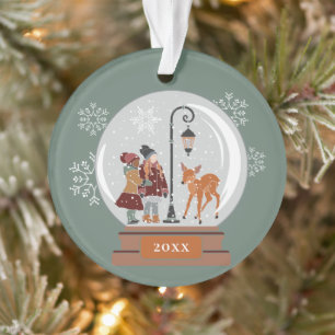 Christmas Snow Globe   People & Deer, Personalized Ornament