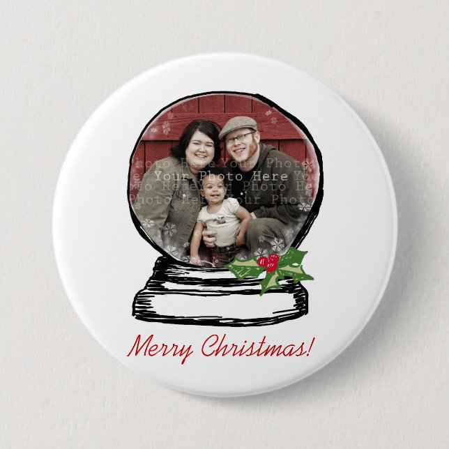 Christmas Snow Globe Photo 3 Inch Round Button (Front)