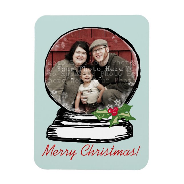 Christmas Snow Globe Photo Magnet (Vertical)