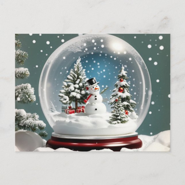 Christmas Snow Globe Postcard (Front)