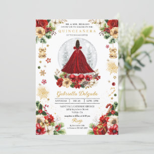 Christmas Snow Globe Princess Winter Quinceañera Invitation