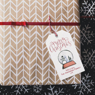 Christmas Snow Globe {RED} Gift Tags