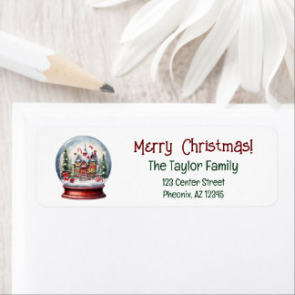 Christmas Snow Globe Return Address Label