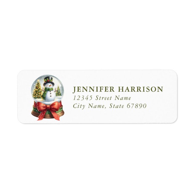 Christmas Snow Globe Return Address Labels (Devant)