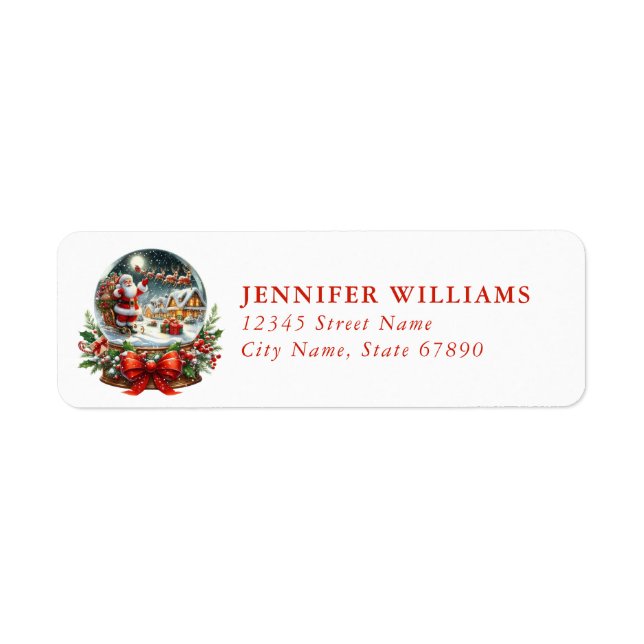 Christmas Snow Globe Return Address Labels (Devant)