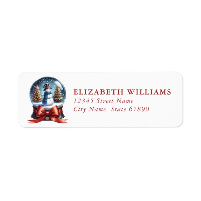 Christmas Snow Globe Return Address Labels (Devant)
