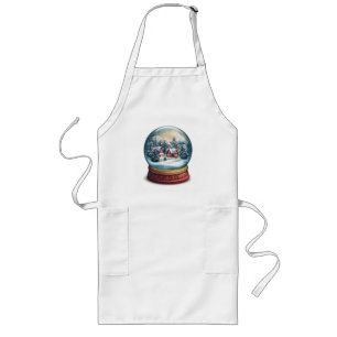Christmas Snow globe with a tiny village design Long Apron