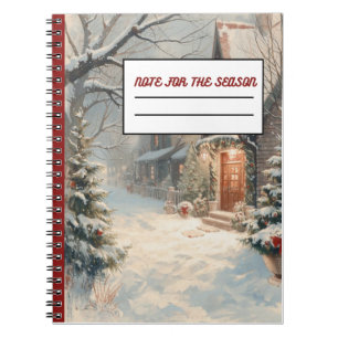 Christmas Snow House Notebook,Holiday Snowy Cottag Notebook