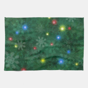 Christmas Snow Lights Kitchen Towel