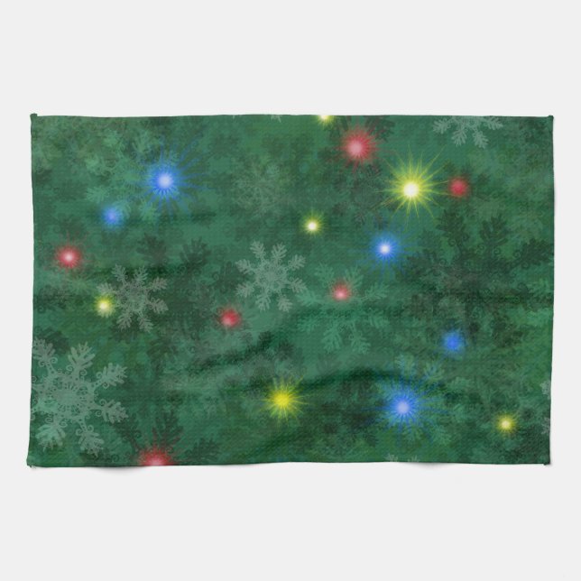 Christmas Snow Lights Kitchen Towel (Horizontal)