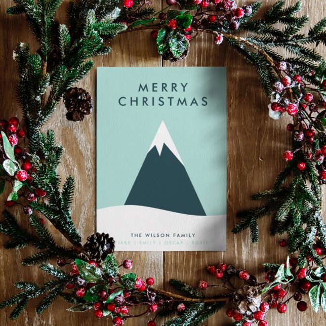 Christmas Snow Mountain Scandinavian Minimalist Holiday Card (Creator Uploaded)