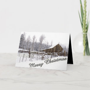 Christmas Snow On A Rustic Countryside Barn Holiday Card