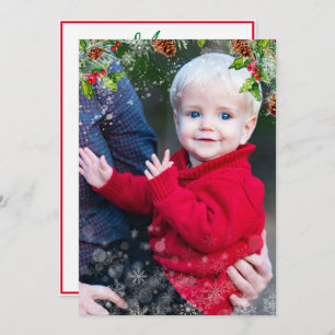 Christmas Snow Overlay Personalize Photo Flat Card