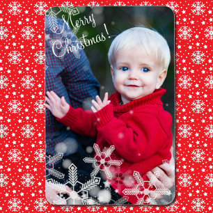 Christmas Snow Overlay Personalize Photo Gift 4x6  Magnet