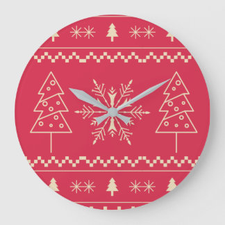 Christmas :  Snow Pattern Large Clock