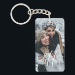 Christmas Snow Photo and Script Text Best Friend Keychain<br><div class="desc">Create your own personalized Christmas snow photo and script white text keychain with this elegant,  modern and simple keychain template. Just add your photos and text. Make your own photo collage keepsake perfect as custom gifts for showing your love.</div>