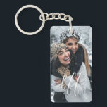 Christmas Snow Photo and Script Text Best Friend Keychain<br><div class="desc">Create your own personalized Christmas snow photo and script white text keychain with this elegant,  modern and simple keychain template. Just add your photos and text. Make your own photo collage keepsake perfect as custom gifts for showing your love.</div>