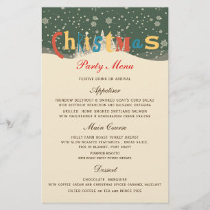 CHRISTMAS SNOW SCENE CHRISTMAS PARTY MENU