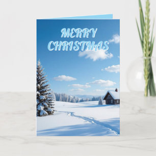 Christmas snow scene personalize family card