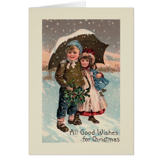 "Christmas Snow Umbrella" Greeting Card