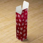 Christmas Snow Wine Gift Box - Rustic Red<br><div class="desc">A festive Christmas holiday season wine gift box. This Christmas gift box features white snowflakes on a rustic red background. An easy way to enhance a gift for that special someone.</div>