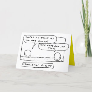 Christmas Snowball Fight Cartoon Joke Holiday Card