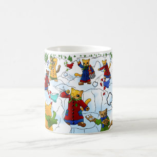 Christmas Snowball Fight Cats Coffee Mug