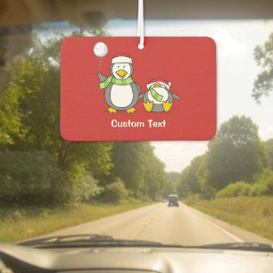 Christmas Snowballing penguins Car Air Freshener