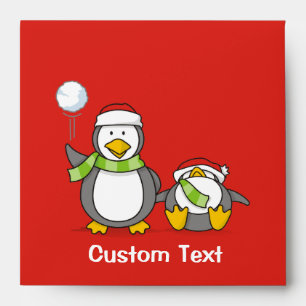 Christmas Snowballing penguins Envelope