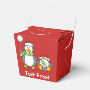 Christmas Snowballing penguins Favor Box