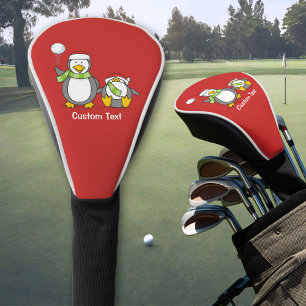 Christmas Snowballing penguins Golf Head Cover