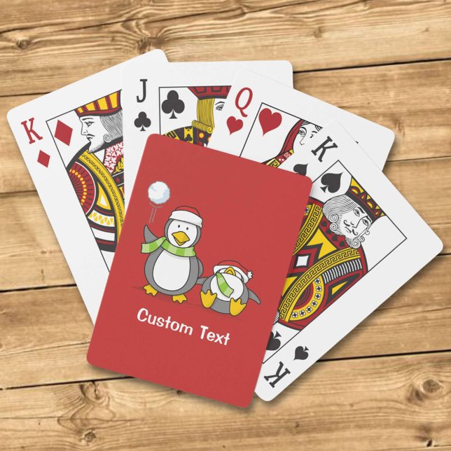 Christmas Snowballing penguins Playing Cards (Creator Uploaded)