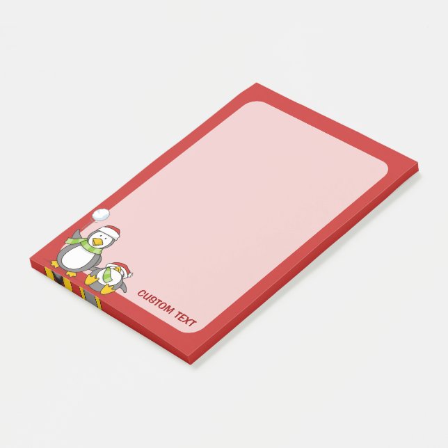 Christmas Snowballing penguins Post-it Notes (Angled)