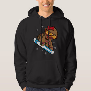 Christmas Snowboarding Gingerbread Girl Hoodie
