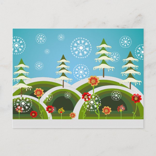 Christmas Snowfall Holiday Postcard (Front)