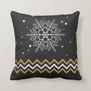 Christmas snowflake and chevron stripe throw pillow