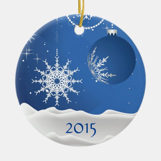 Christmas Snowflake & Ball Ornament Add Name (Front)