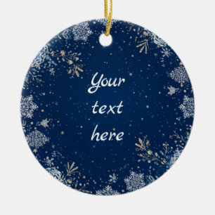 Christmas Snowflake Blue and White Ceramic Ornament