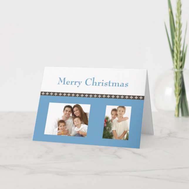 Christmas Snowflake (blue) Holiday Card (Front)