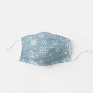Christmas Snowflake Blue Watercolor Pattern Cloth Face Mask