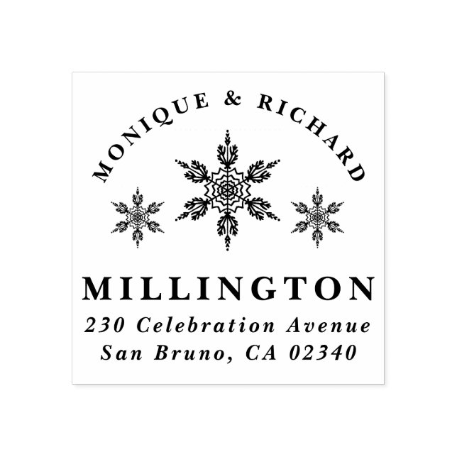 Christmas Snowflake Couple's Names Return Address Rubber Stamp (Imprint)