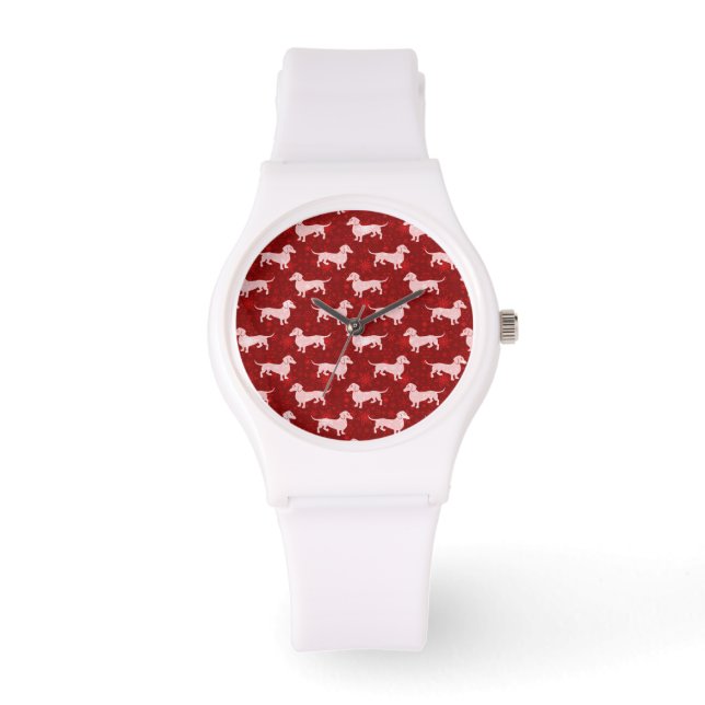Christmas Snowflake Dachshunds Red Watch (Front)