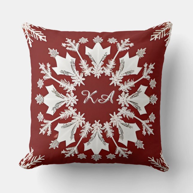 Christmas Snowflake Design Throw Pillow (Front)