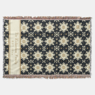 Christmas Snowflake Faux Knit Pattern Family Name Throw Blanket