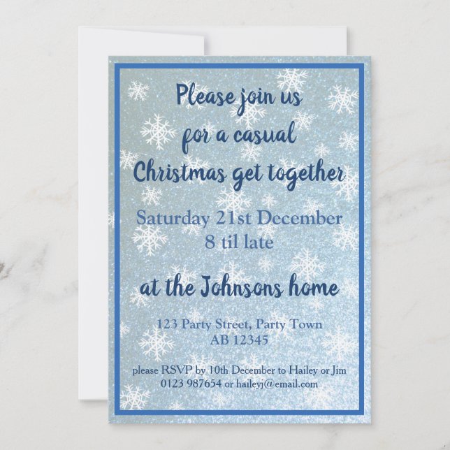 Christmas Snowflake get together Invitation (Front)