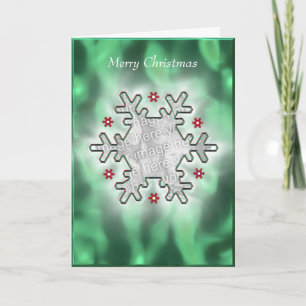 Christmas Snowflake Green (photo frame) Holiday Card