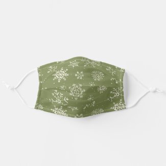 Christmas Snowflake Green Watercolor Cloth Face Mask
