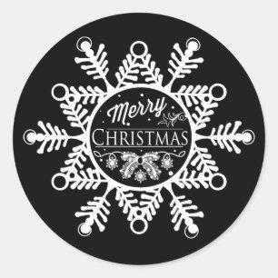 Christmas Snowflake Holiday Stickers Black