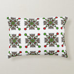 Christmas Snowflake Mandala Accent Pillow<br><div class="desc">An elegant holiday throw pillow featuring a festive red and green snowflake mandala pattern,  perfect for Christmas home decor</div>