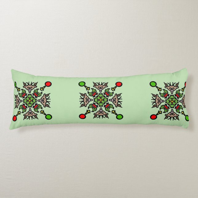 Christmas Snowflake Mandala Body Pillow (Front)